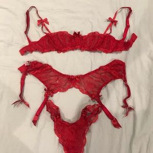 3 piece Agent Provocateur red lingerie set NWOT